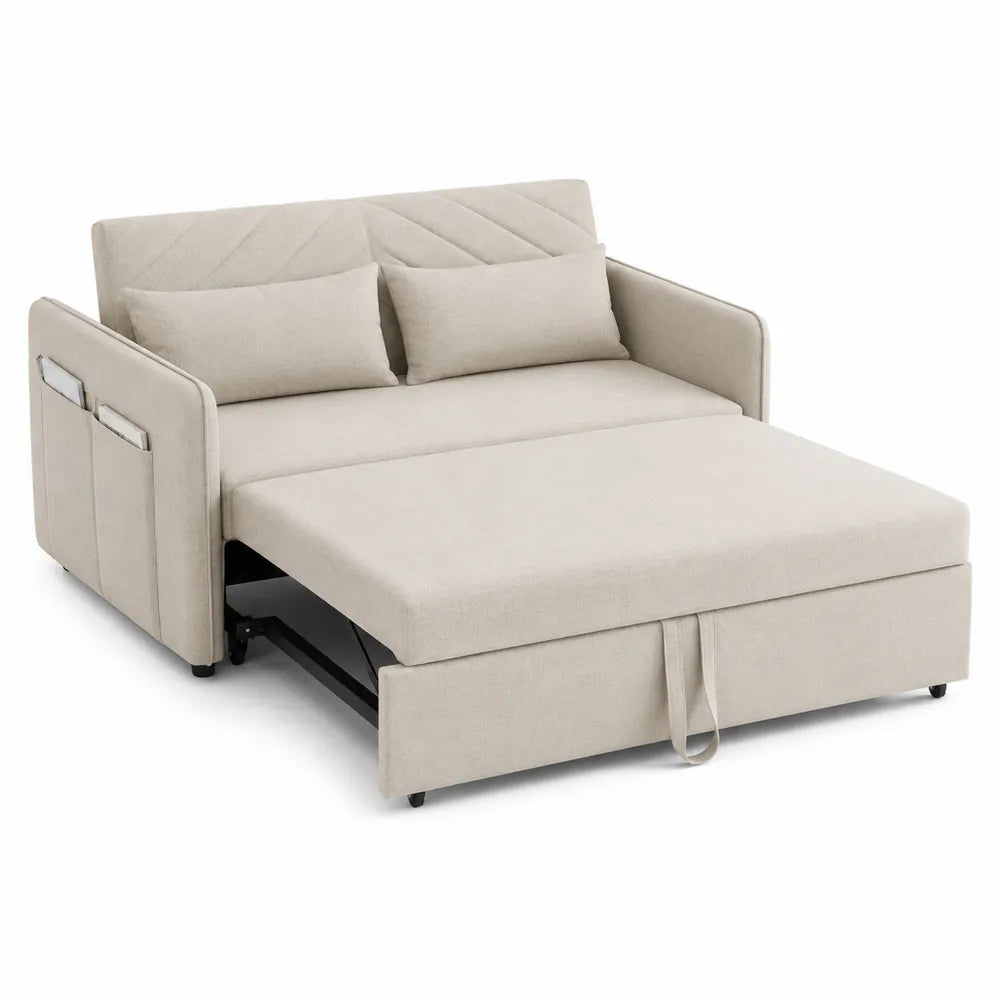 Divano Letto Contenitore in Tessuto Beige