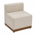 Poltrona Modulare in Tessuto Poliestere Beige con Base in Legno di Rovere