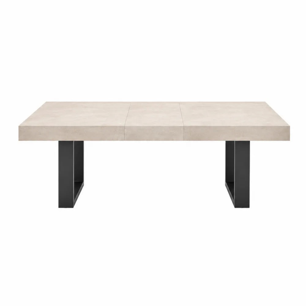 Tavolo da pranzo rettangolare in cemento composito e metallo 200x90x75 cm