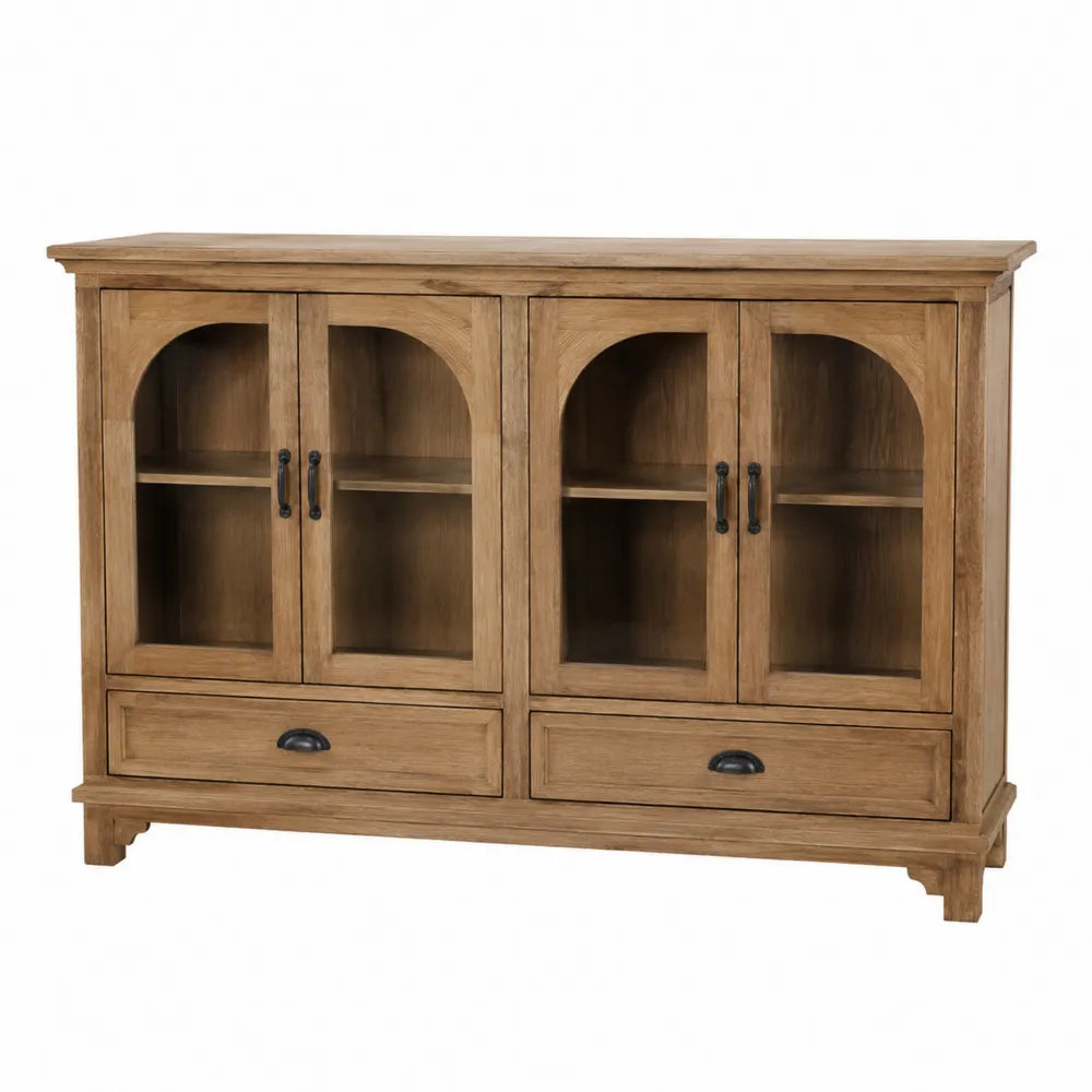 Credenza in legno con ante in vetro temperato e cassetti