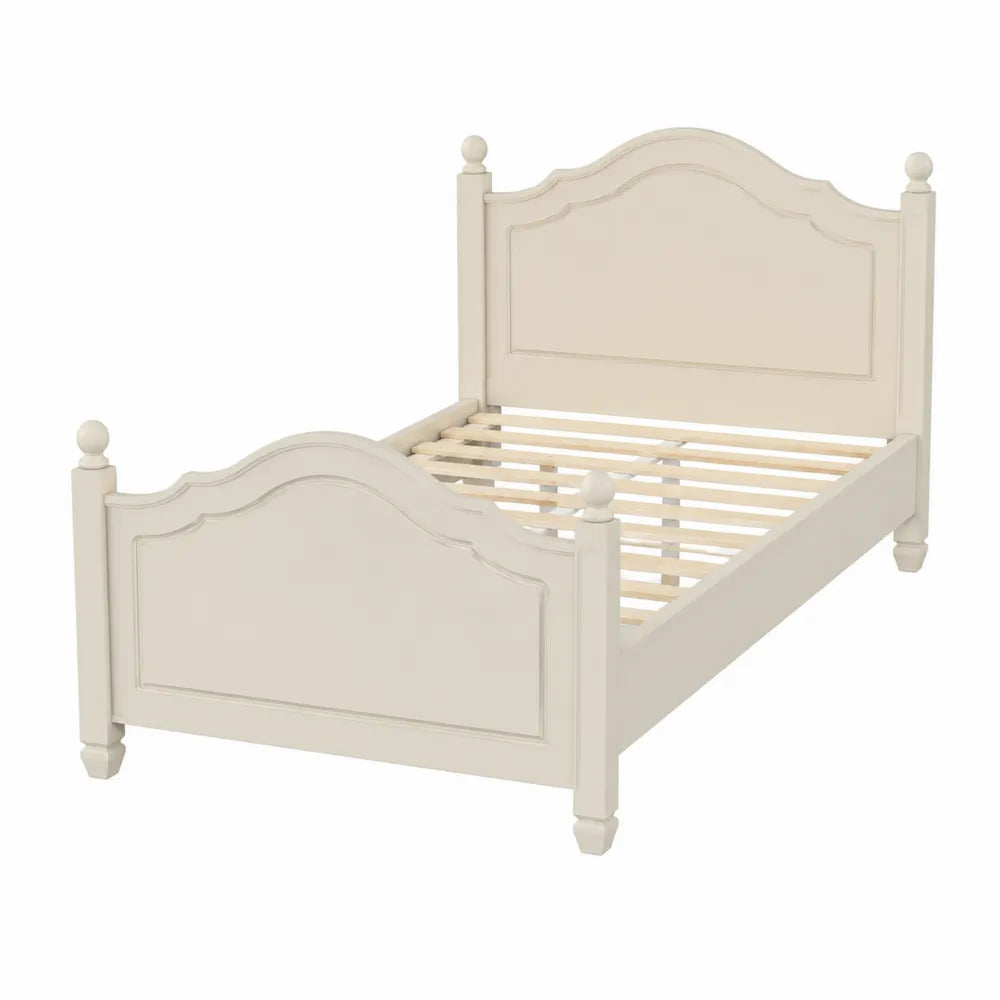Letto matrimoniale in legno massello beige 200x160 cm