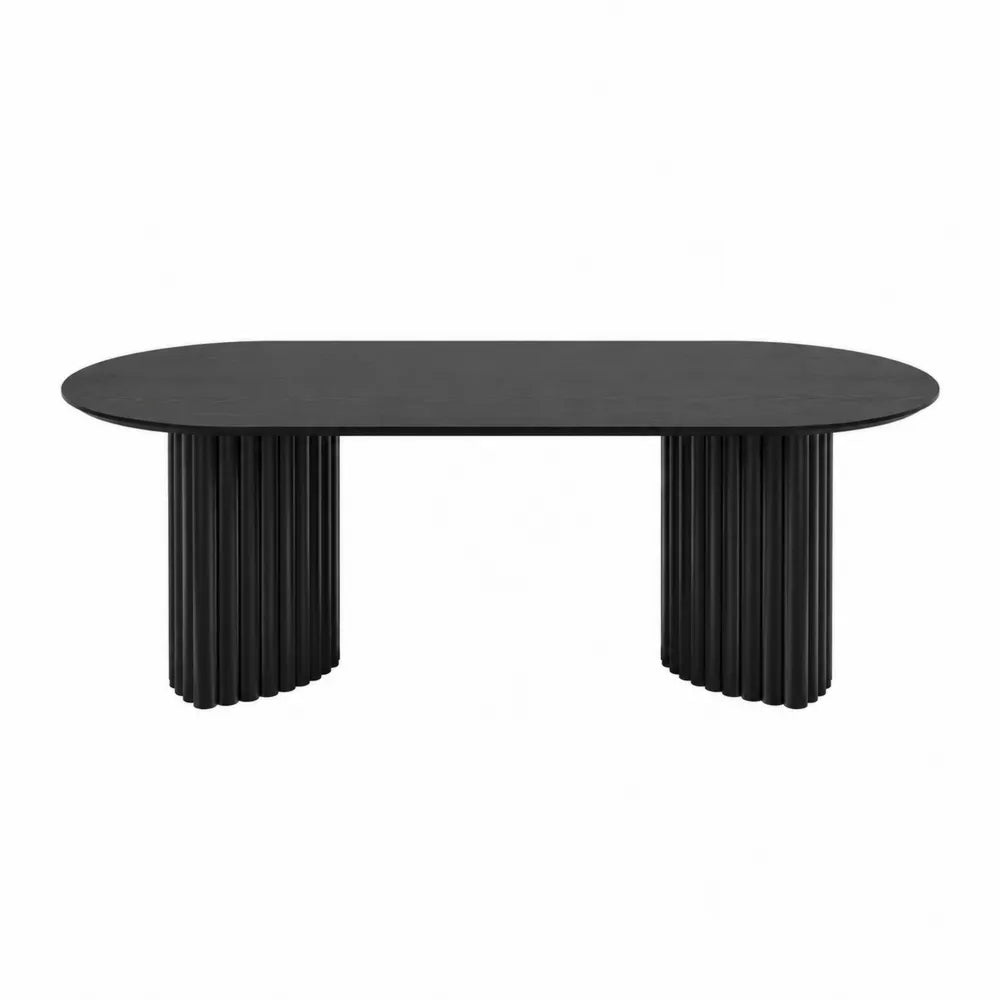Tavolo da pranzo ovale nero in legno e metallo 200x100x75 cm