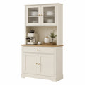 Credenza in Legno Bianco con Ante in Vetro Temperato