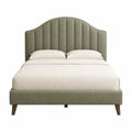 Letto matrimoniale in legno con testiera imbottita in tessuto verde 200x160 cm