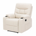 Poltrona reclinabile in pelle sintetica beige con portabicchieri