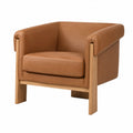Poltrona in Pelle Bovino Marrone con Struttura in Rovere
