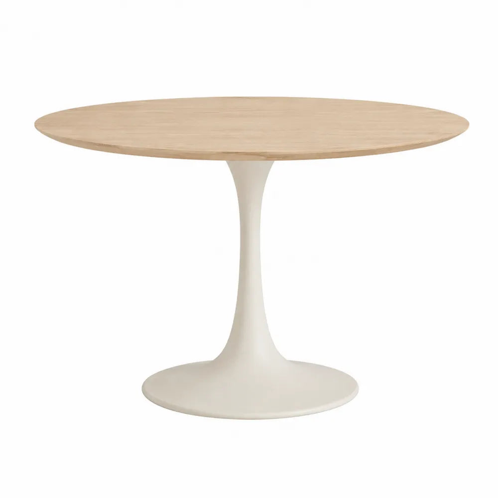 Tavolo da pranzo rotondo in legno e metallo verniciato bianco Ø 120 cm