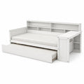 Letto in legno bianco con librerie e cassetto estraibile